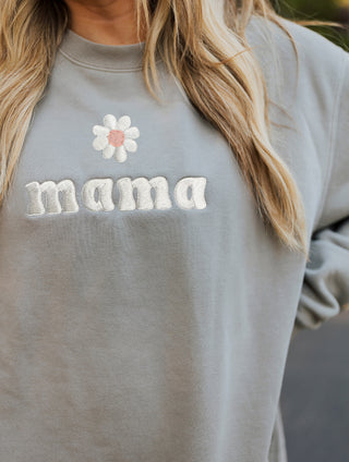 Mama Embroidery Daisy Crewneck