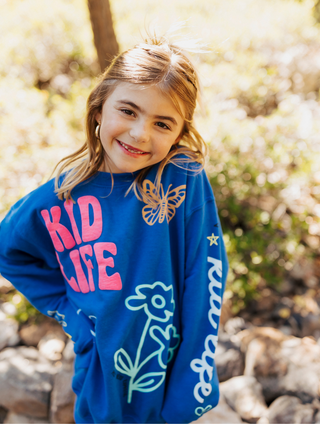 Kid Life Jumbo Print Royal Crewneck