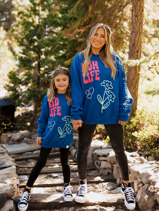 Mom Life Jumbo Print Royal Blue Crewneck