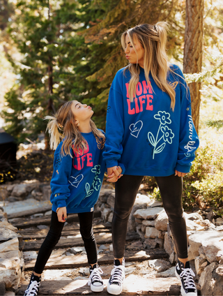 Mom Life Jumbo Print Royal Blue Crewneck