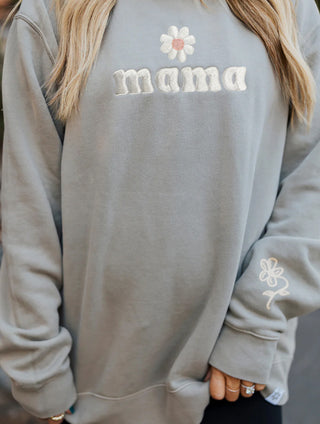 Mama Embroidery Daisy Crewneck